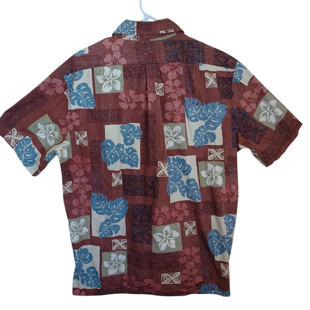 Hilo Hattie Shirt Hawaiian Original Vintage Rust Reverse Floral Print Mens Large - Picture 9 of 10